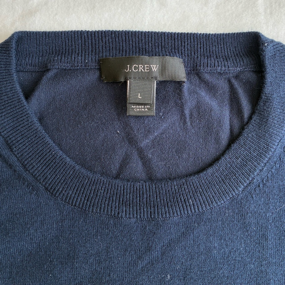 J.Crew Jackie Cotton-blend Knit Shell in Navy Blue, Size Large